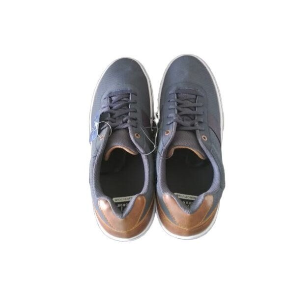 George Mens Navy Blue Brown Memory Foam Casual Sneakers Size 12 - Picture 6 of 8